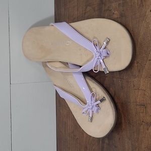 Vionic Bella Lilac Patent Leather Bow Detail Toe Post Sandal Women's sz 8.5